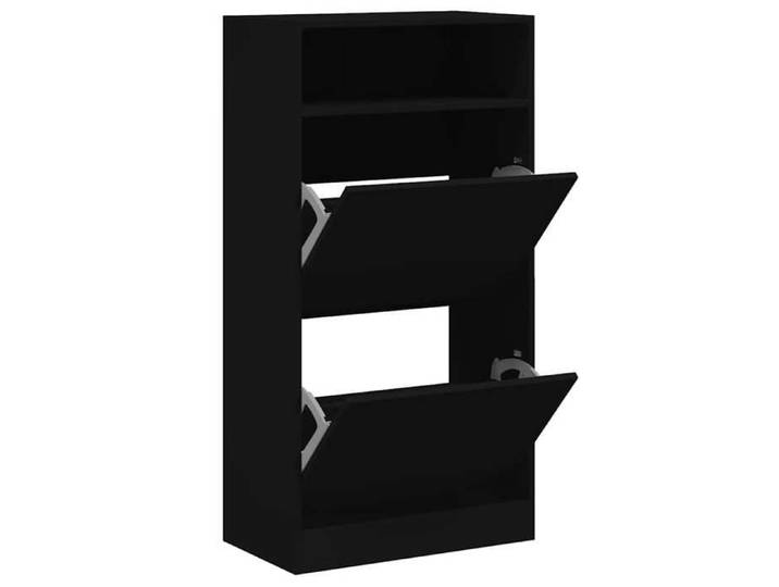 Moderne Armoire à chaussures noir 60x34x116 cm bois d'ingénierie Etagères & casiers à chaussures @EU61792