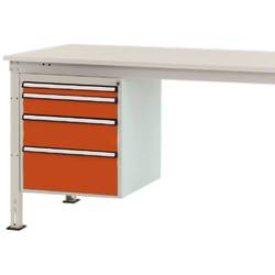 Manuflex ZB4764.2001 Gehäuse-Unterbau Stationär, Nutzhöhe 500 mm mit 4 Schubfächer. Für Tischtiefe 1200 mm