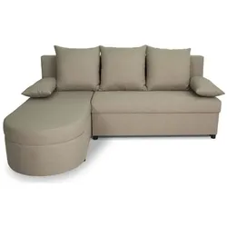 Aucune, Sofa + Bettsofa, JEN 3-Sitzer-Wende-Ecksofa – Beigefarbener Stoff – Moderner Stil – L196 x H88 x T159 cm (3-Sitzer, Ecksofa)