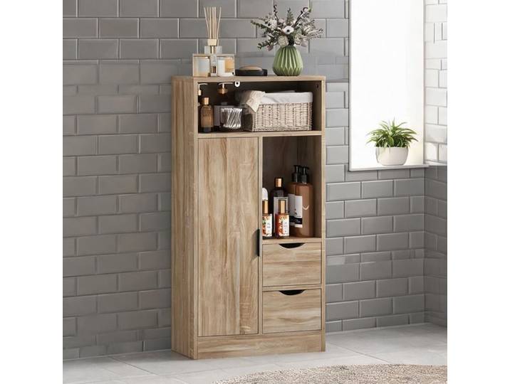 Meuble Bas De Salle De Bain Commode De Salle De Bain Semenier De Salle De Bain en - Bois naturel Panneau de particules 50 x 25 x