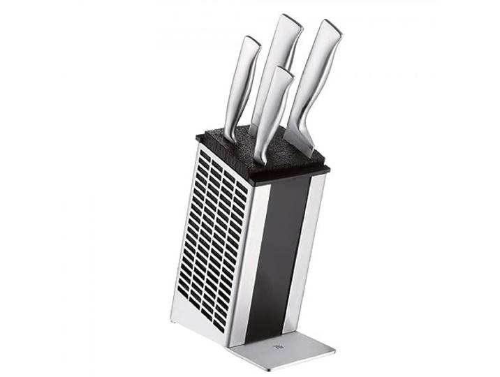 WMF Grand Gourmet Messerblock mit Messerset 5teilig, Made in Germany, 4 Messer geschmiedet, Edelstahl-Block, Kunststoff-Borsteneinsatz, Performance Cut