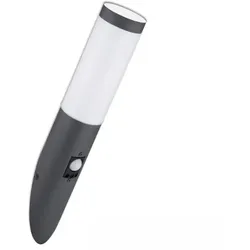 ISOLED Außenwandleuchte, IP44, Fackelform, 1x E27 (exkl.), Anthrazit / Abdeckung satiniert, mit PIR-Sensor ISO-115009
