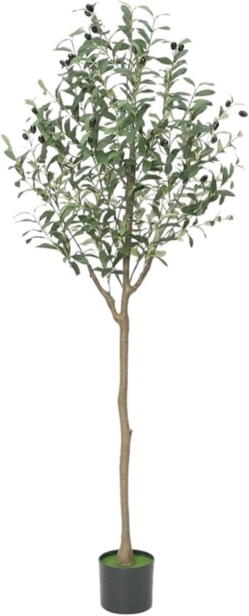 Kunstboom Olijfboom met echte houten stam - Olijfgroen - 150 cm