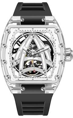 Uplift Essentials Skeleton Mechanical Timepiece Luxury Sapphire Glass Stainless Steel Waterproof Watch black
