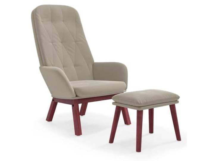 Makastle Relaxsessel mit Hocker Hellgrau Samt