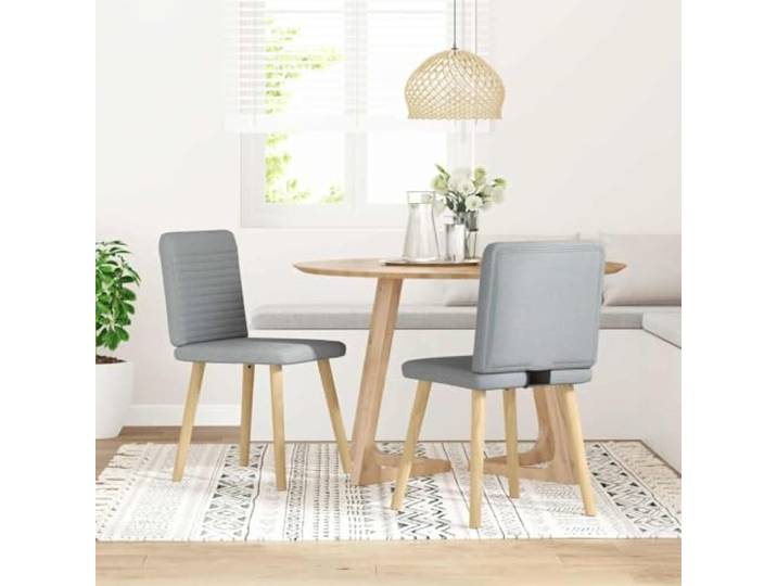 KLGBNCVE Esszimmerstühle 2 STK. Hellgrau Stoff Polyesterbezug, Metall- und Holzgestell, dicker Schaumstoff, Esszimmer, Wohnzimmer, Gästezimmer