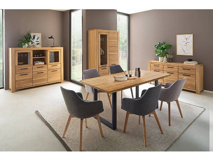 Massiver Vitrinenschrank 109 x 199 x 45cm Braun