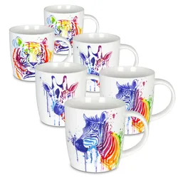 Könitz Porzellan 6er Becher, Watercoloured Animals - sort.