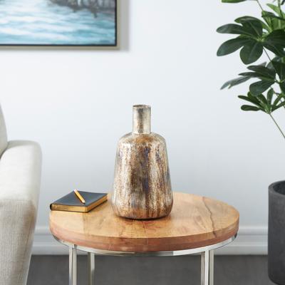 ARCILLA ELEMENTAL Bronze Metal Foiled Decorative Vase with Bronze and Blue Accents