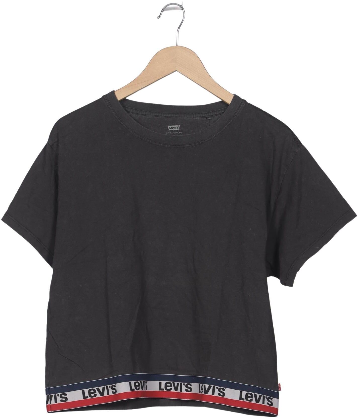 Levis Damen T-Shirt, Grau, Gr. M, Baumwolle - Second Hand