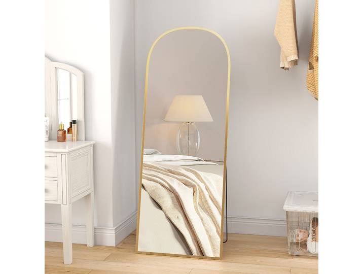 HOMCOM Miroir Moderne 59x161,5cm Or Aluminium Sur Pied/Mural