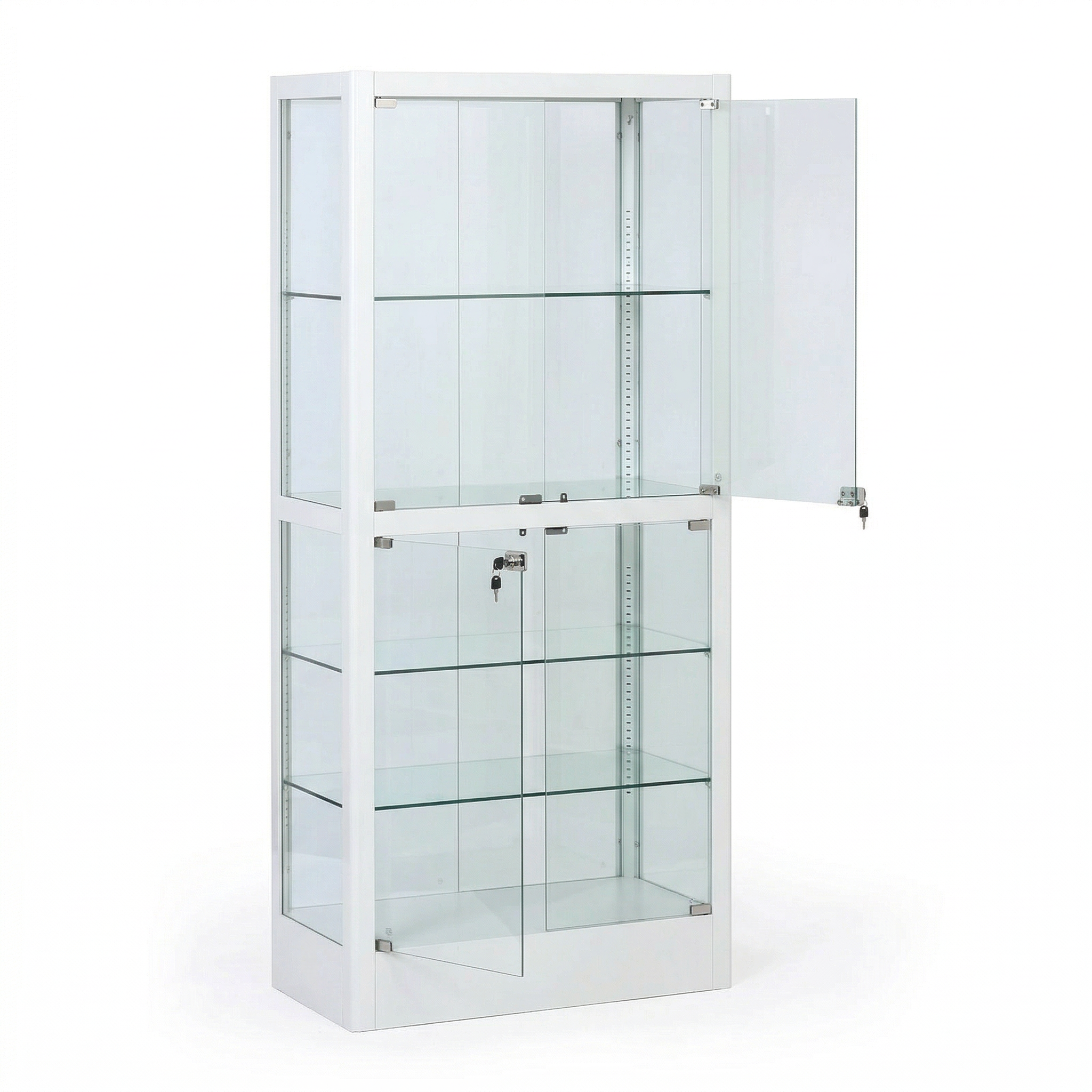 B2B Partner Glasvitrine, 1800 × 800 × 400 mm, weiß