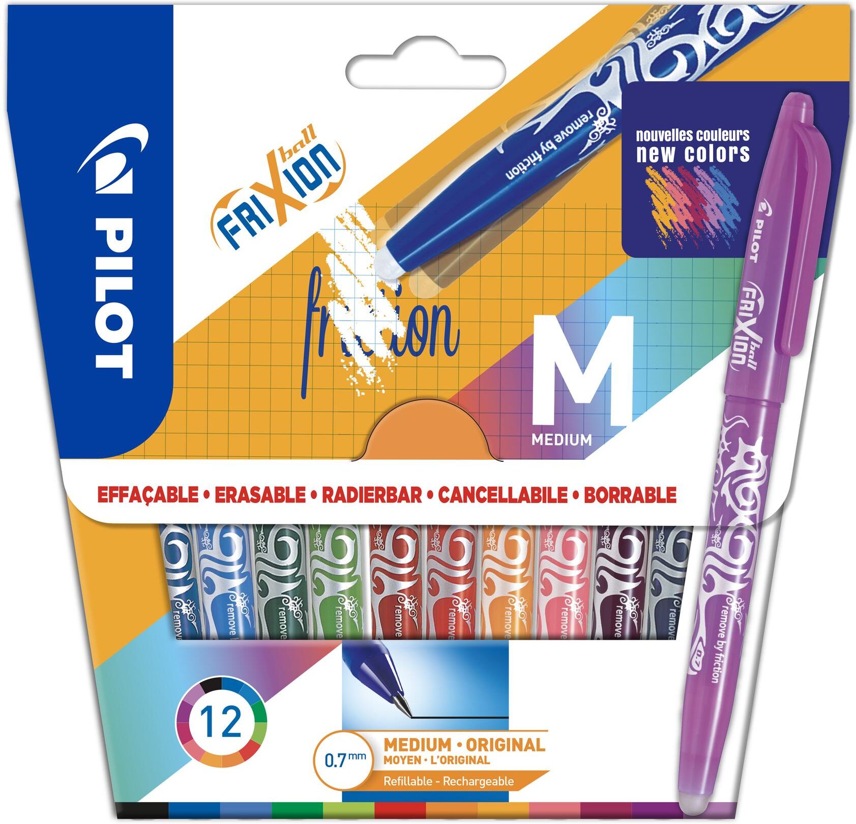 Tintenroller PILOT "FriXion M Set 0.", bunt, Kunststoff, Stifte, Tintenroller, Lichtbeständig bunt Einheitsgröße