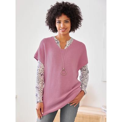 Pullunder HEINE "Pullunder", Damen, Gr. 38, rosa (altrosa), 100% Polyacryl, unifarben, Pullover Pullunder