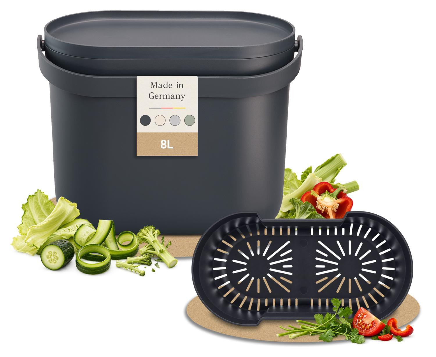 GARANTIA NOVA GFT-emmer 8 liter grafietgrijs