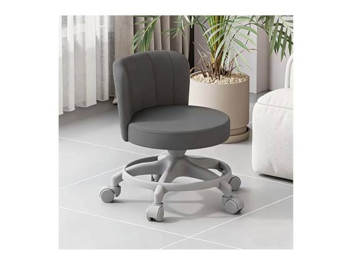 Rollhocker Mit Rädern, Rückenlehne, Geräuschloser Drehstuhl Mit Rollen Der 200 Kg Wiegt. Stuhl For Den Täglichen Gebrauch Zu Hause(Dark Gray)