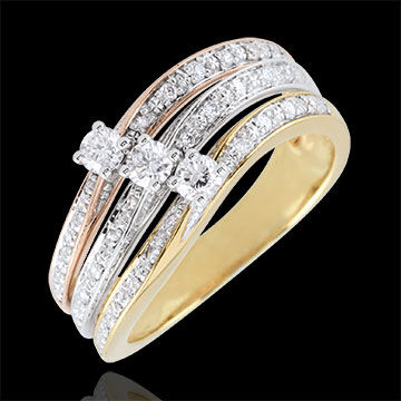 Edenly Ring Saturn GroÃŸe Trilogie - Zweierlei Gold - 0.372 Karat - 18 Karat