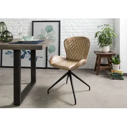 Stuhl Echtleder 61x52x86 beige IRON LABEL #612 - 2er Set