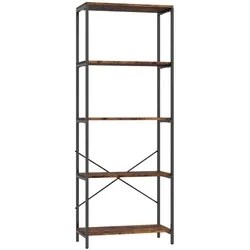 MODFU Bücherregal Metall Rustic Brown 79x35x161 cm, 5 Ebenen im industriellen Design