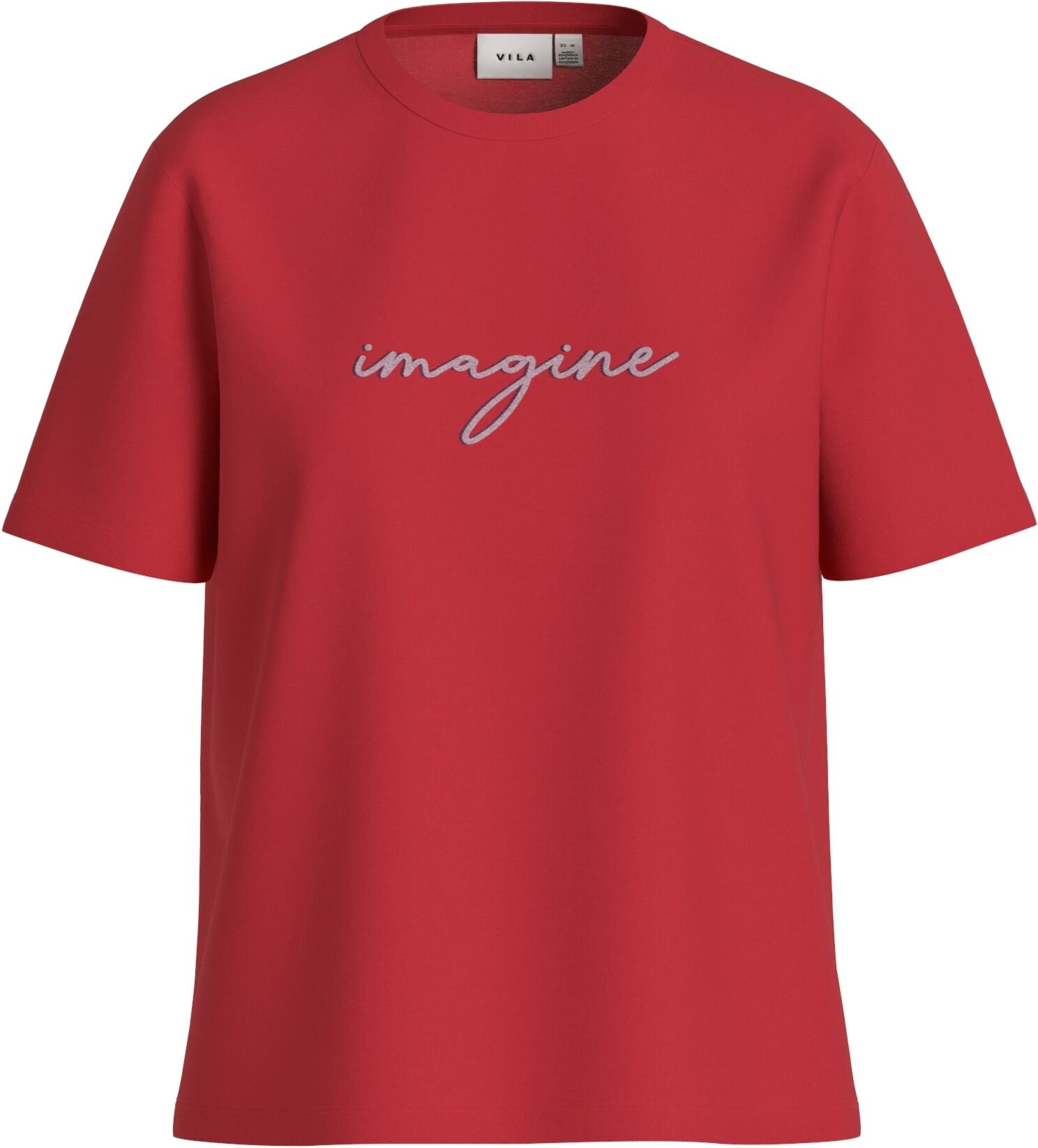 Kurzarmshirt VILA "VISYBIL IMAGINE O-NECK S/S TOP/PB/LC", Damen, Gr. XS, rot (hibiscus detail:cherry blossom, fiji flower), Jersey, Obermaterial: 100% Baumwolle, bedruckt, regular fit normal, Rundhals, Shirts Kurzarmshirt hibiscus detail:cherry blossom, f