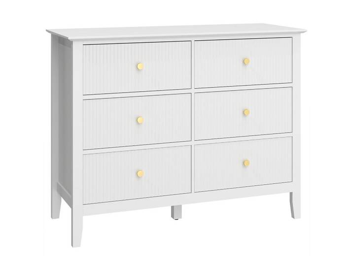 Homcom Kommode mit 6 Schubläden Weiß 100/40/78 cm, Holzwerkstoff, 40x78x100 cm, Kleinmöbel, Kommoden