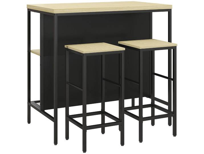 BARTISCH mit Barhocker Set 3-tlg. Bartisch-Set inkl. Küchentisch mit 2 Barhocker