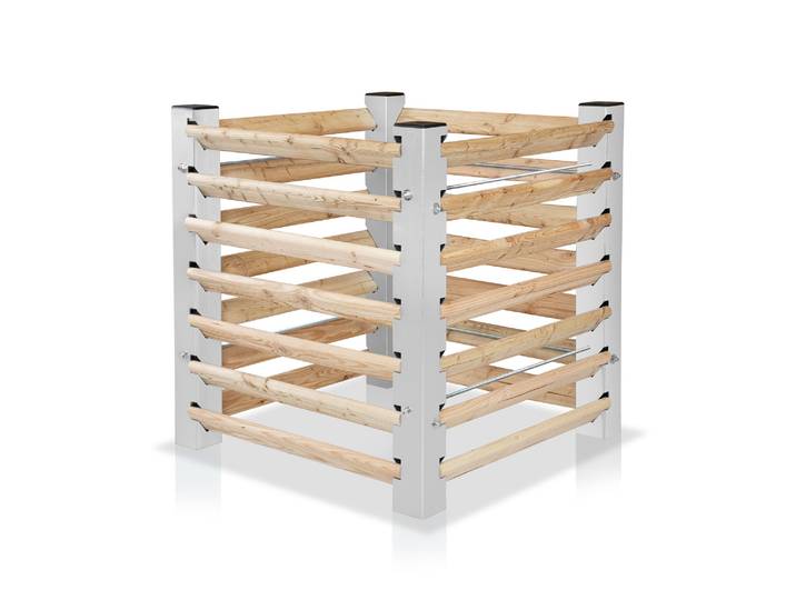 Kompostbehälter, Material Massivholz / Metall, silber / Lärche
