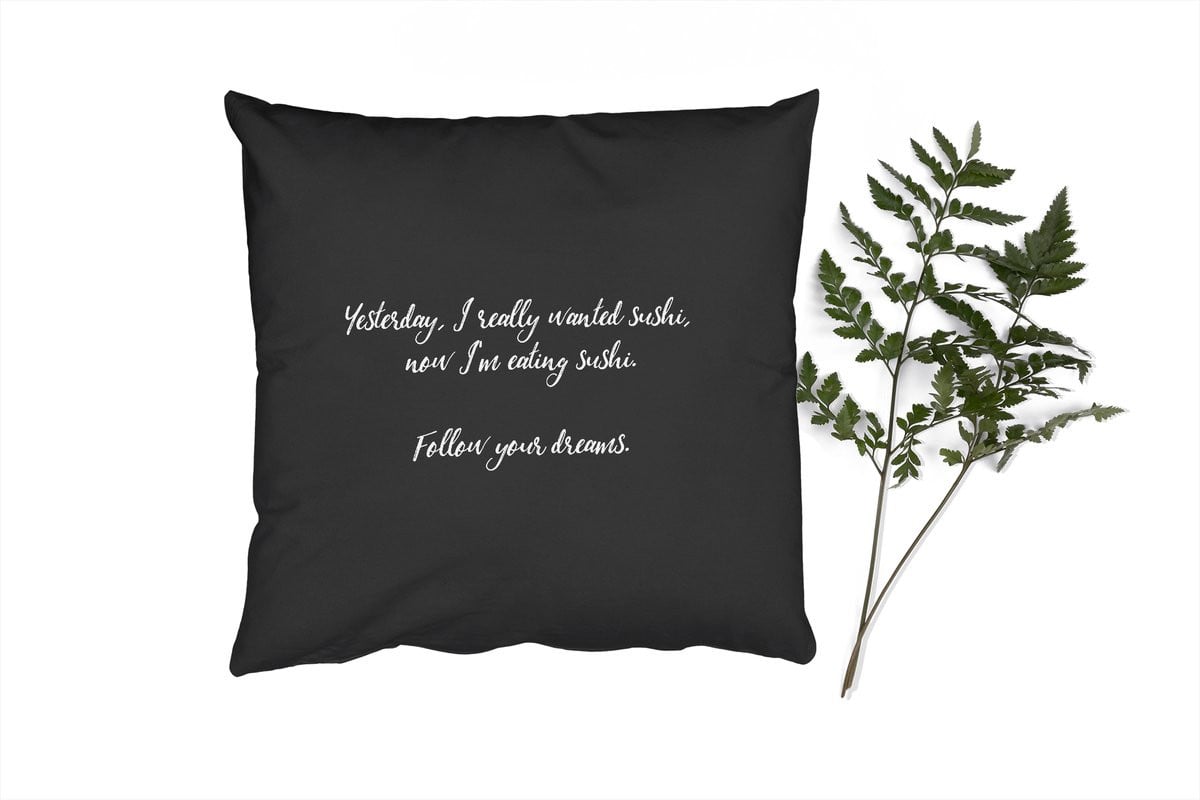 PillowMonkey Sierkussen Sushi Lover Quote - 45 x 45 cm