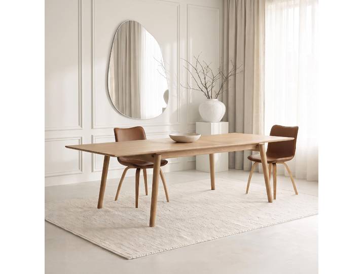 Table à manger en bois de chêne 200 x 100 cm avec allonge 60 cm - Elin