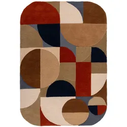 KADIMA DESIGN Ovaler Wolle Teppich | Handgetuftet | Modernes Geometrisches Design | Multicolor | 120x170cm
