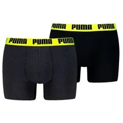 Puma 2P Men Everyday Basic Boxer Schwarz/Gelb Baumwolle Small Herren
