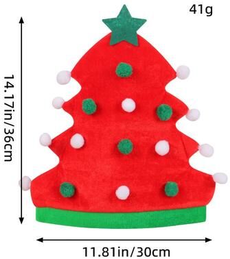 Inspire Essentials Christmas Tree Hat Funny Holiday Beanie Santa Party Hat For Kids And Adults red 30x36cm
