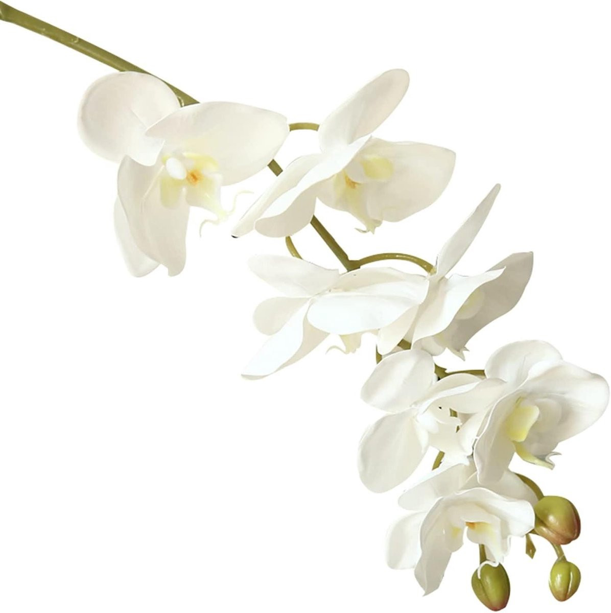 Zijden Orchidee Plant Melkwit - Realistische Kunstbloem voor Woonkamer Decoratie - Hoogte: 83,5 cm
