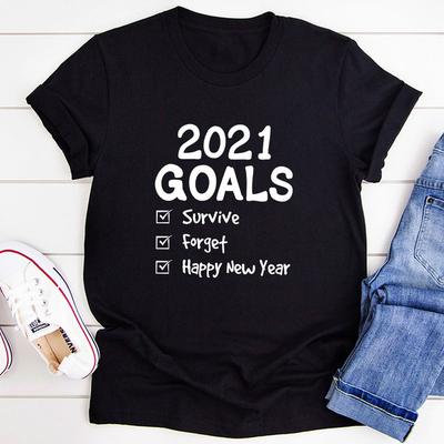 2021 Goals T Shirt Black Heather M