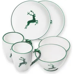 Gmundner Keramik, Tasse, Grüner Hirsch, Hüttenfrühstück für 2 Cup (2x)
