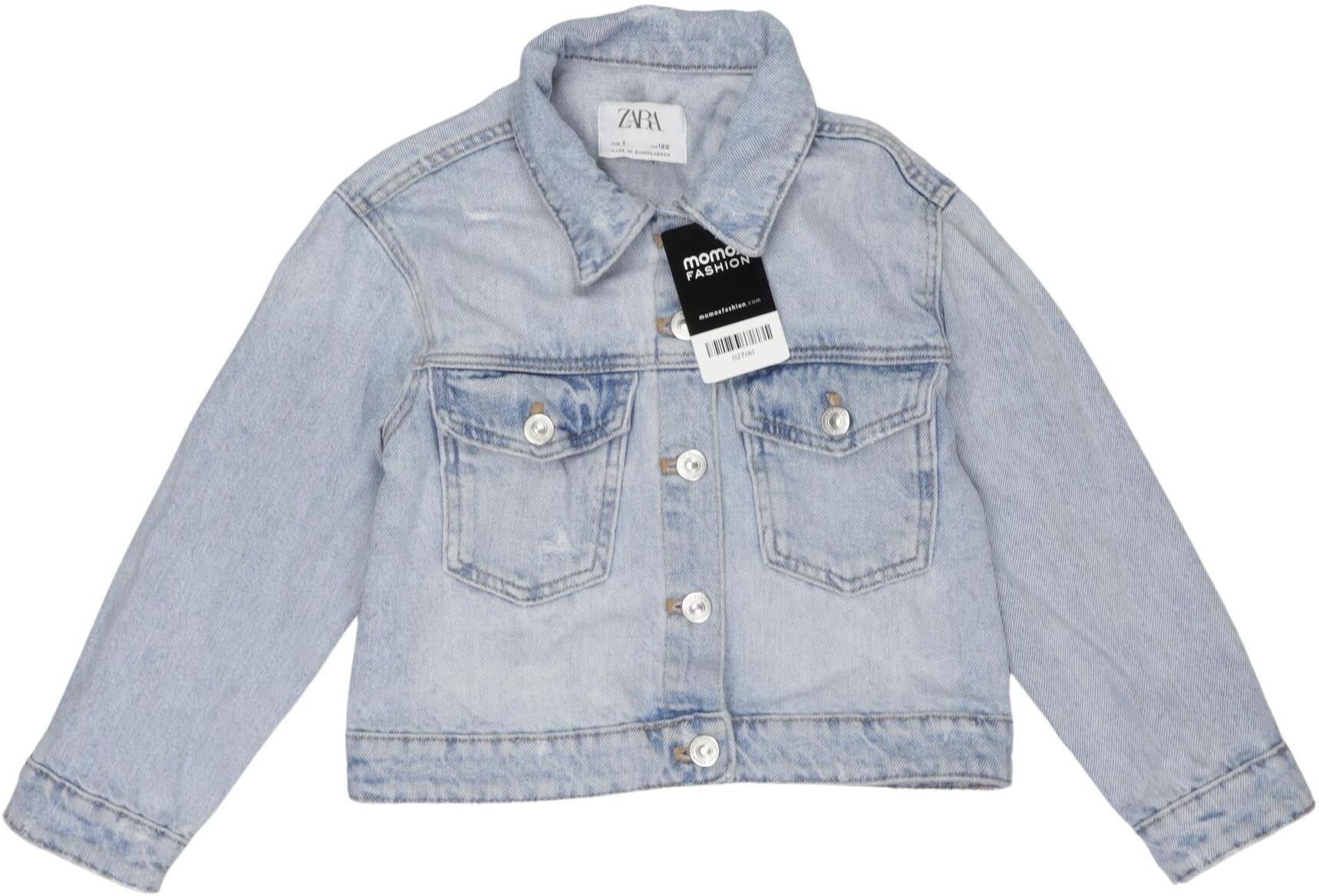 Zara Mädchen Jacke oder Mantel, Hellblau, Gr. EU 122, Baumwolle - Second Hand