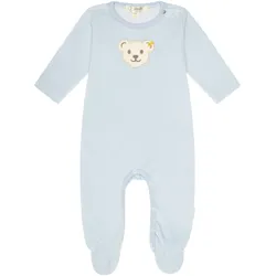 Steiff Baby Strampler - Body, Baumwolle, Bär, Logo, Druckknöpfe, langarm, einfarbig Hellblau / 86