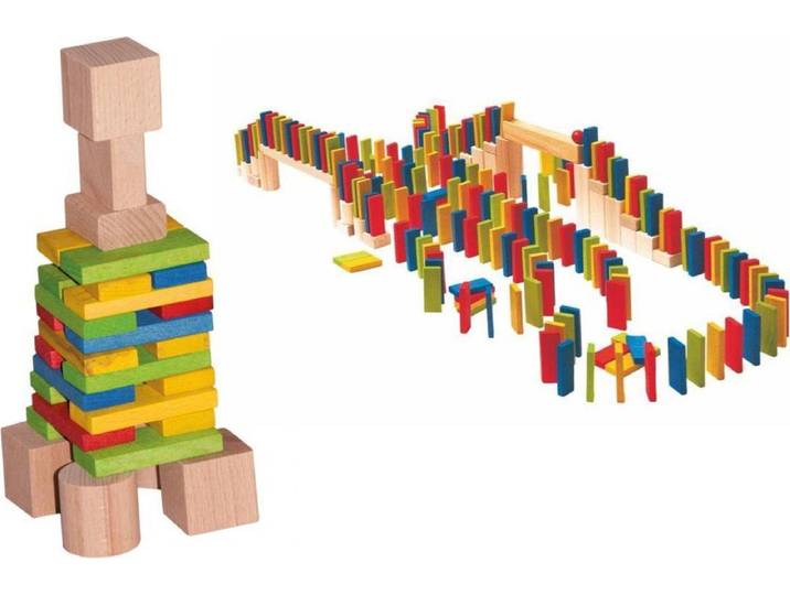 Woody Woody domino rally 90653 - Met 200 stenen van hout - Educatief - Montessori