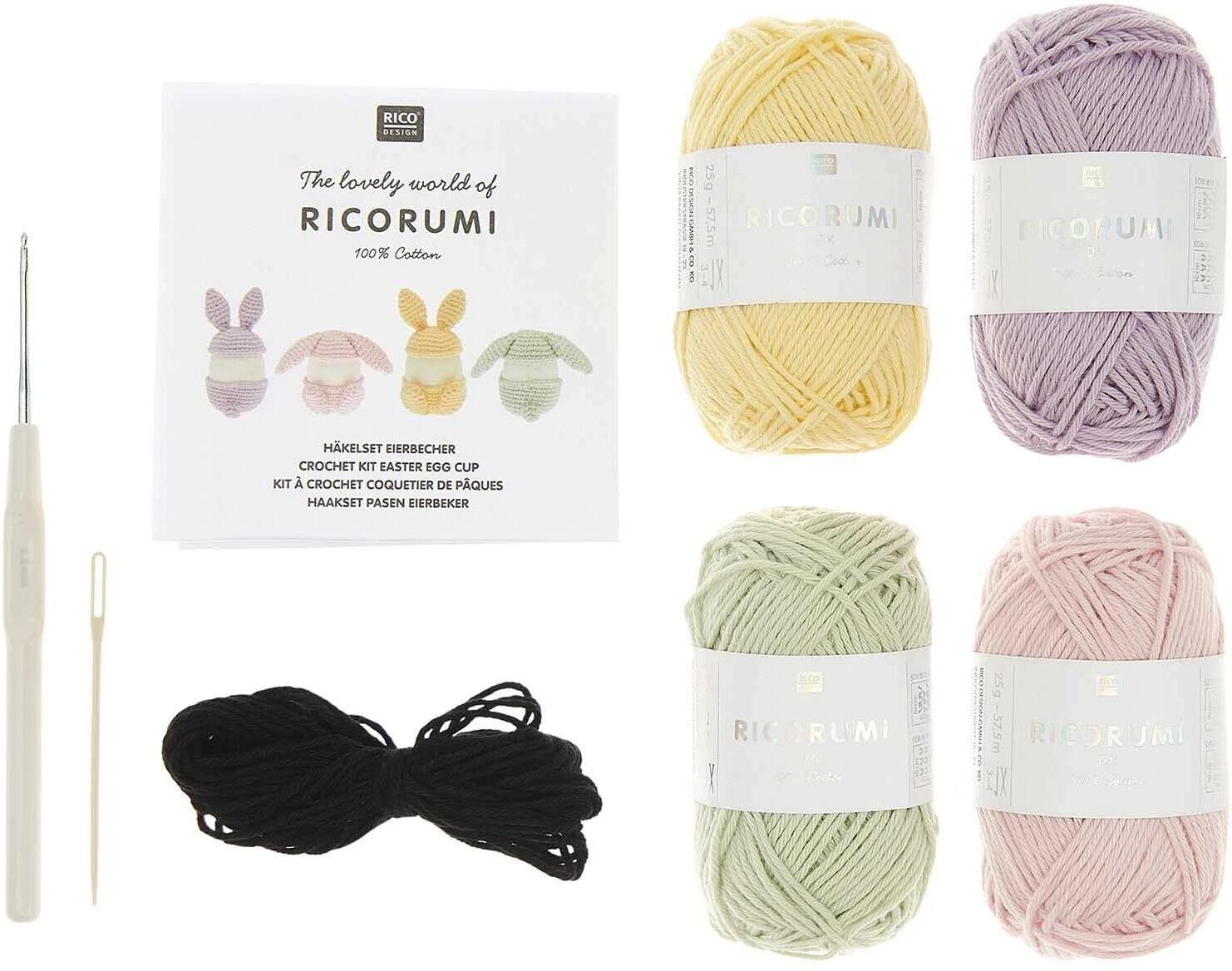 Kreativset RICO-DESIGN VERLAG "Häkeln Ricorumi Eierbecher", bunt (flieder, mint, rose, vanille), Kreativsets, Kreativset flieder, mint, rose, vanille Einheitsgröße