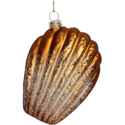 Christbaumschmuck 10cm Glas Madeleine Figur Handbemalt & mit Glitzer Weihnachtsbaum Anhänger Weihnachten Weihnachtsbaumschmuck Essen Gebäck Braun