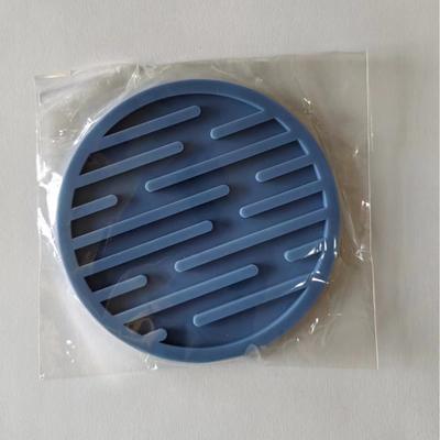 Multicon Wholesale Hub Heat resistant Silicone Coaster, Anti slip Round Striped Beverage Coaster, Water draining Coasters blue