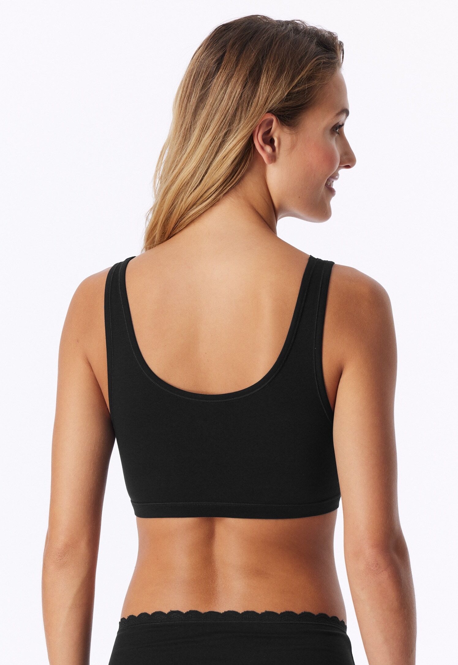 Bustier UNCOVER BY SCHIESSER "UNCOVER Cotton Lace", Damen, Gr. L, N-Gr, schwarz (000, schwarz), Obermaterial: 95% Baumwolle, 5% Elasthan, BHs Bustier 000, schwarz L, N-Gr