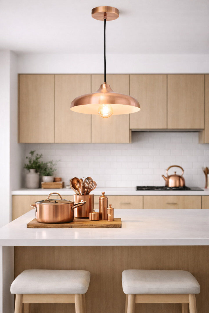 George Oliver Ringsted 35cm Industrial Style Copper Adjustable Single 1 - Light Pendant Copper 20cm H X 35cm W X 35cm D