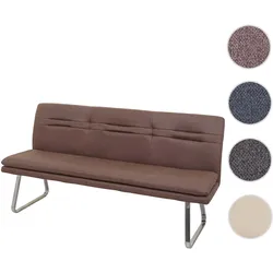 Sitzbank HWC-H70, Esszimmerbank Bank Polsterbank, Rückenlehne Stoff/Textil Edelstahl gebürstet ~ braun 180cm