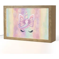 NACHTTISCHLAMPE Einhorn - Glitzer - Regenbogen - Pastell 30x20 cm