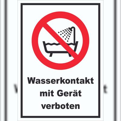 HB-Druck Wasserkontakt mit Gerät verboten Schild A4 Rückseite selbstklebend