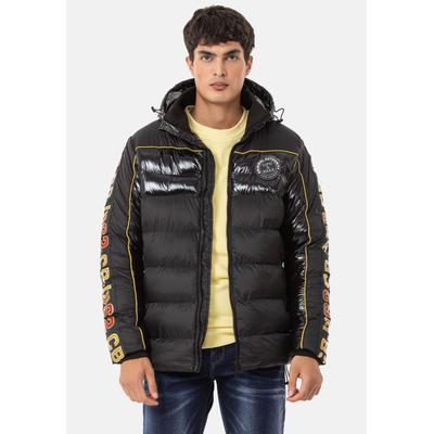 Winterjacke CIPO & BAXX "Jacke", Herren, Gr. L, schwarz, Stoff, 100% Nylon, unifarben, regular fit normal, Jacken Winterjacke, mit Kapuze