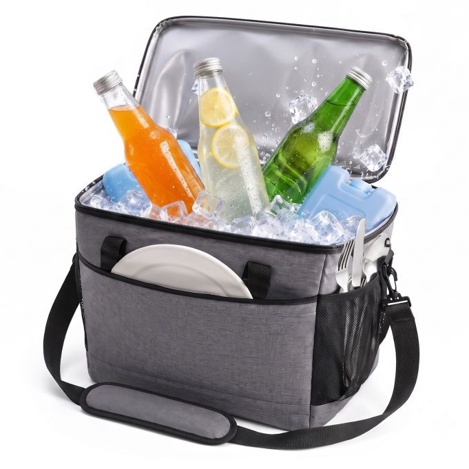 Relaxdays Koeltas, 30 liter, Grijs, Waterdicht en Geïsoleerd