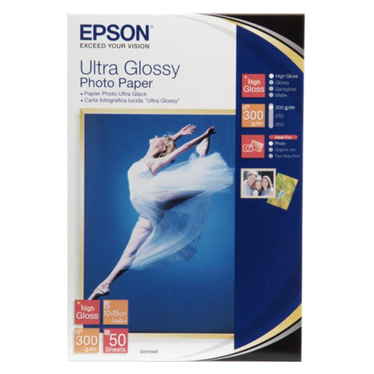 Epson Ultra Foto Glanzpapier, 50 Blatt (300 g/m², 10 x 15 cm, 50 Stk.) (C13S041943)