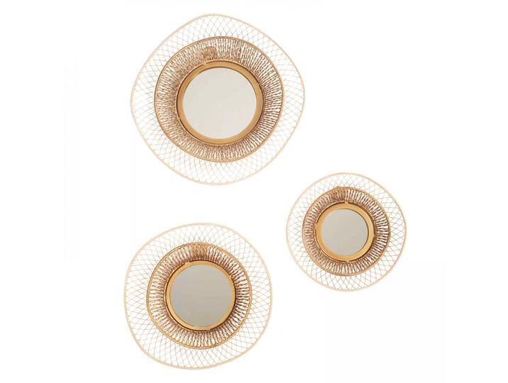 Oviala - Lot de 3 miroirs en métal forme organique